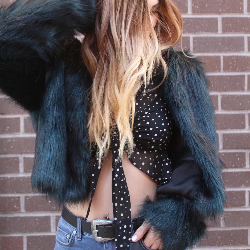 Kimchi Blue Sheer Polka Dot Crop Top